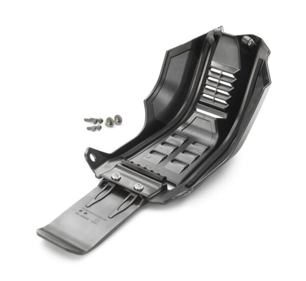 Factory skid plate with linkage protection
